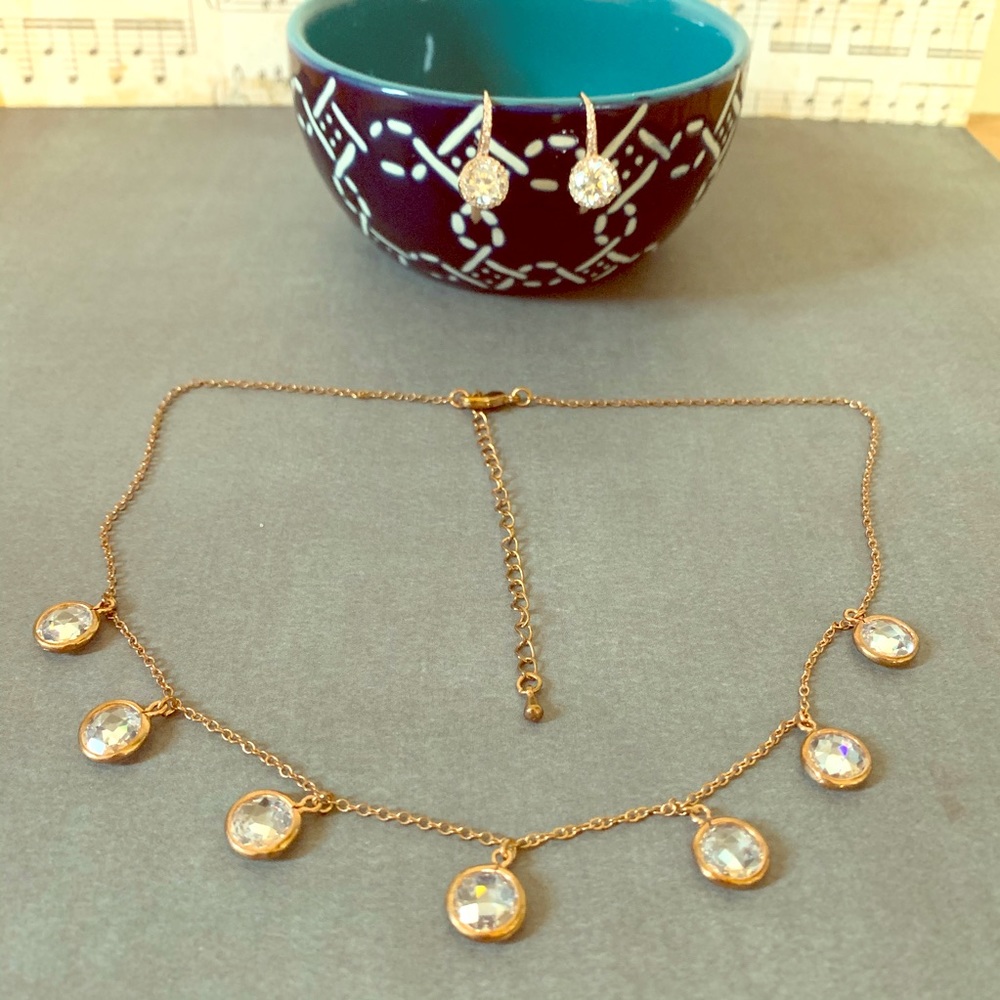 Rose Gold Necklace & Earring Set